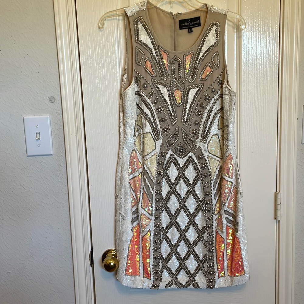 Needle & Thread Beaded Sequin Sheath Dress
